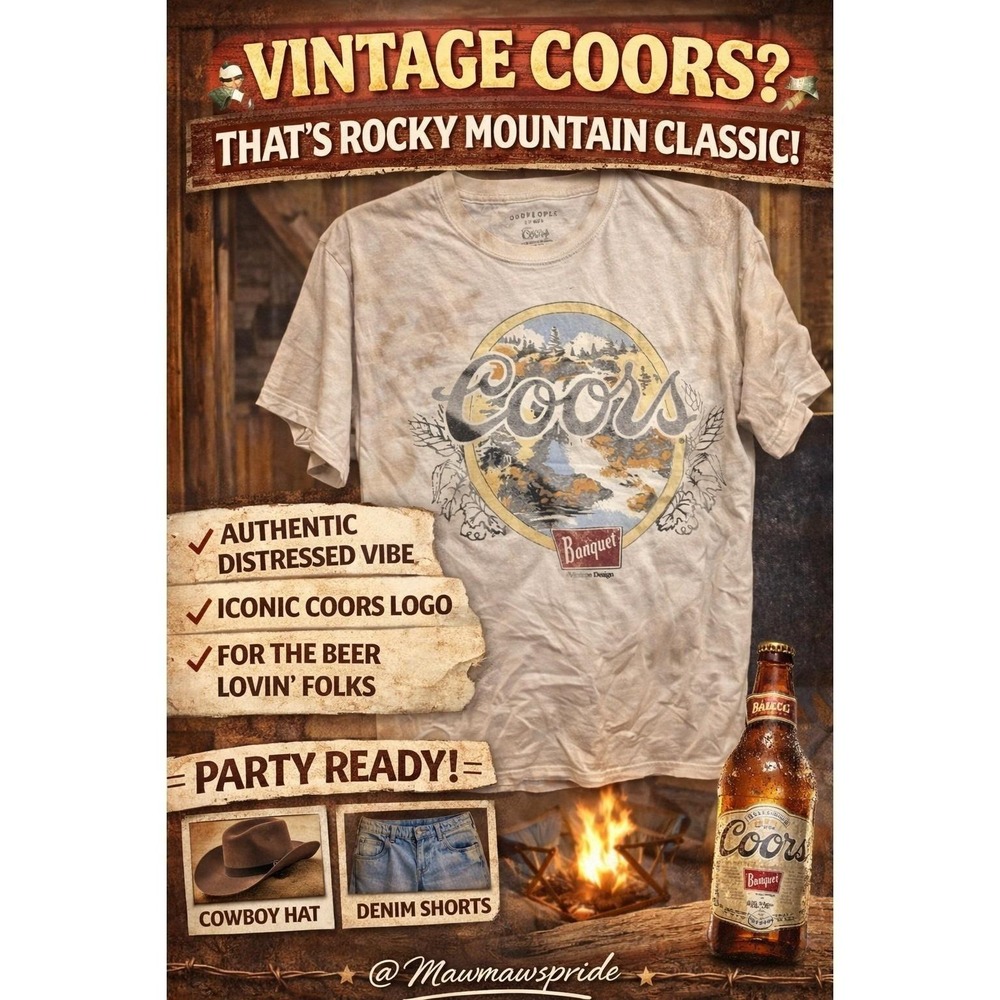 VINTAGE RARE FIND Oddpeole Coors Banquet Vintage Design Graphic T Shirt Medium